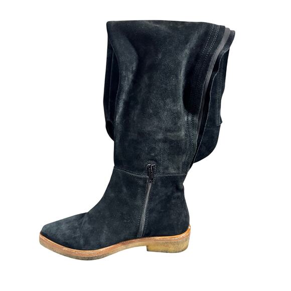Free People Banks Over The Knee Suede Boot Women 7.5 Black Western Boho - Picture 2 of 11